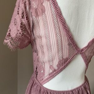 Dusty Rose Lace Dress w/Open back.